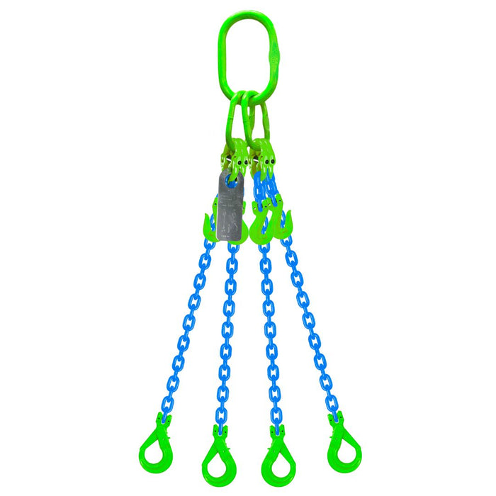 Grade 100 4leg Chain Sling With Shortening Grab Hook & Self Locking Hook