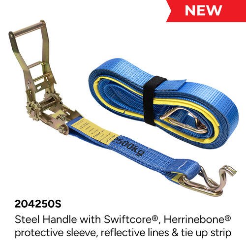 SWIFTCORE® No-Jam Ratchet Tie Down – 50mm x 9m, 2500kg with Hook & Keeper
