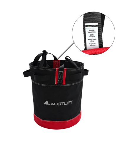 Keep tools secure and organised when working at height with the Austlift 45kg Rated Tool Bag. Designed for professional