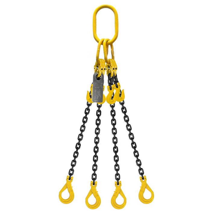 Grade 80 4leg Chain Sling With Shortening Grab Hook & Self Locking Hook