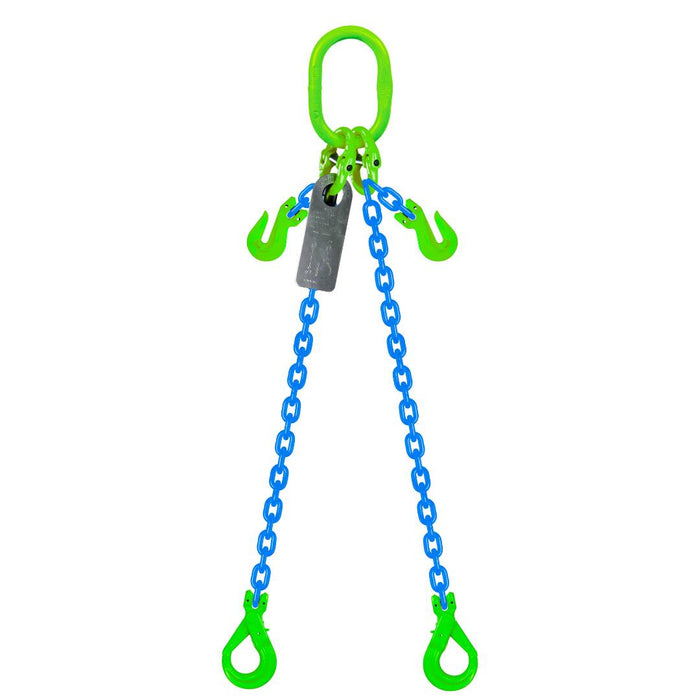 Grade 100 2leg Chain Sling With Shortening Grab Hook & Self Locking Hook