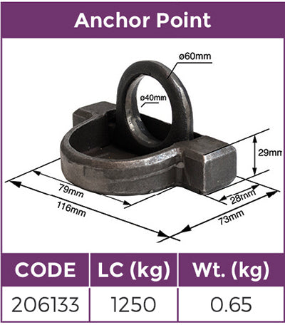 Weld On Recessed Tie Down Anchor Point LC1250kg