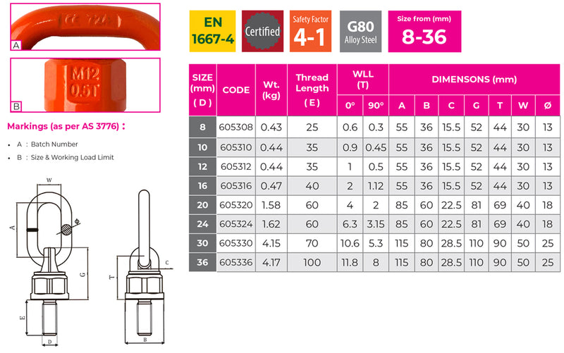 Swivel Lifting Point (Oblong) Eye Bolt Long Series