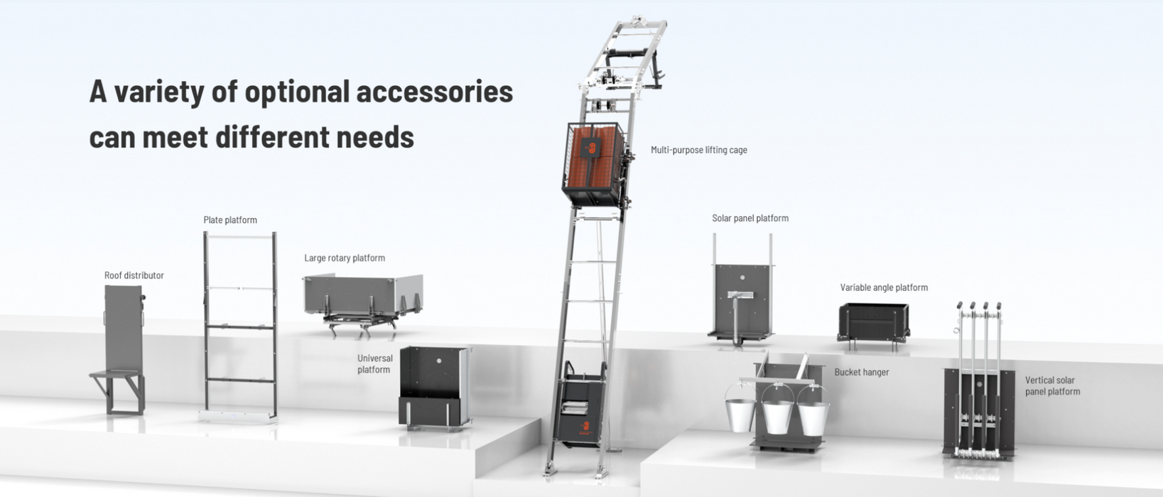 Plug-in Ladder Hoist 14m with Solar Panel Carrier