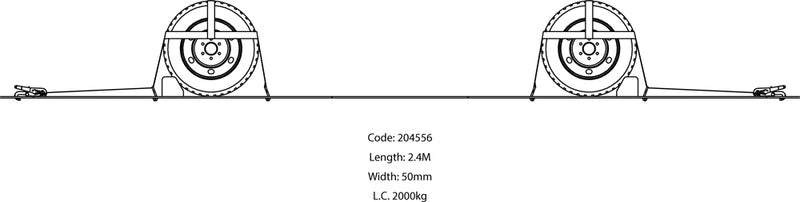 Vehicle Ratchet Tie Down Double J Hook 50mm x 2.4m x LC2000KG