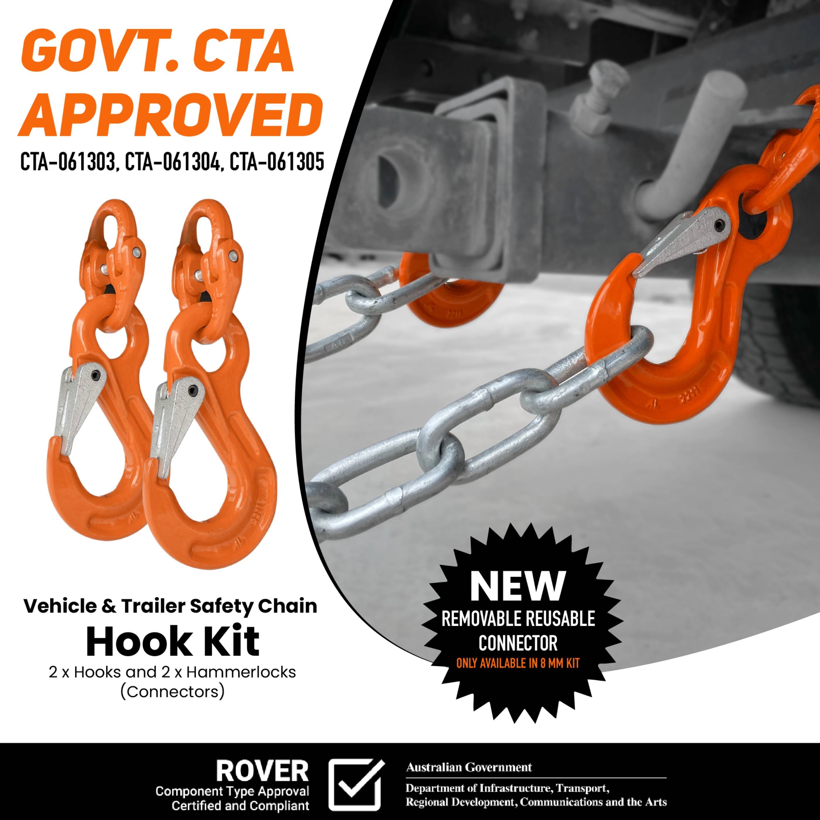 thumbnail image 2 of 48-Inch Trailer Safety Chains With Spring Hooks - Grade-30 Zinc Plated, 3500 Lb Capacity (2-Pack) 2 of 6