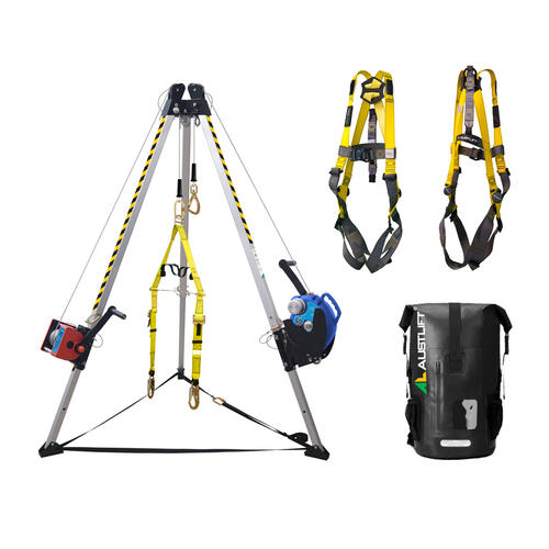 Austlift 915121 Premium 7ft Confined Space Kit with tripod, recovery inertia reel, winch, two harnesses and dry bag
