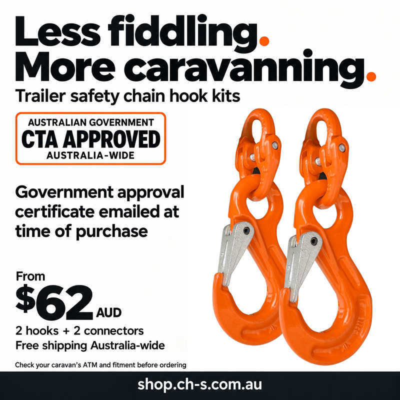 Orange trailer and caravan safety chain hook kit from Conveying & Hoisting Solutions
