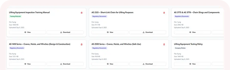Lifting & Rigging Compliance Management Tool
