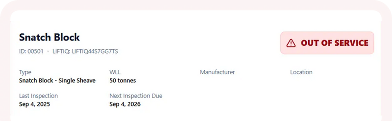 Lifting & Rigging Compliance Management Tool