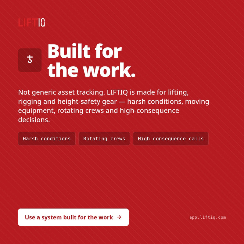 Lifting & Rigging Compliance Management Tool