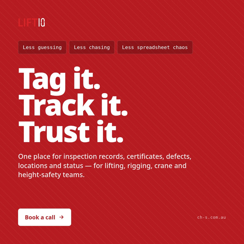 Lifting & Rigging Compliance Management Tool