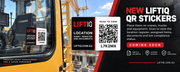 LIFTIQ QR Stickers coming-soon banner showing a location sticker, asset register and documents