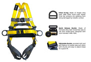 Maxi Construction Harness chest D-ring, quick release and adjustment buckle specification