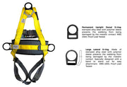 Maxi Construction Harness rear and side D-ring specification diagram