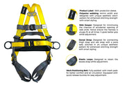 Maxi Construction Harness polyester webbing, web keeper, dorsal strap and padded belt specification