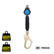 Micron 2 m sharp-edge self-retracting lifeline with swivel steel scaffold hook, SKU 915345
