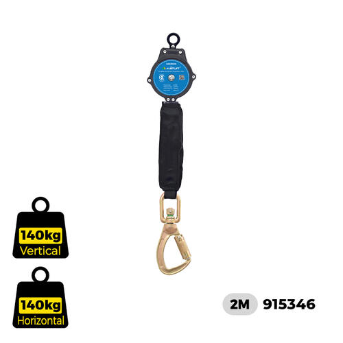 Micron 2 m sharp-edge self-retracting lifeline with swivel steel hook, SKU 915346