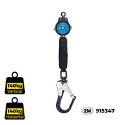 Micron 2 m sharp-edge self-retracting lifeline with swivel alloy scaffold hook, SKU 915347