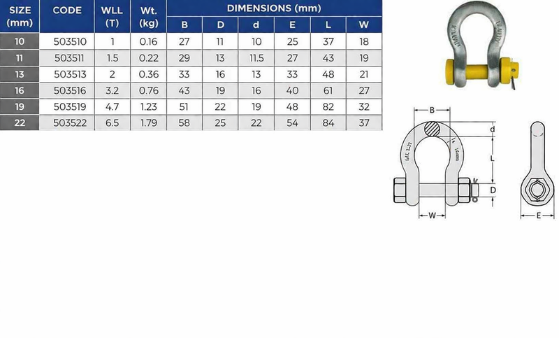 Shackle Grade 'S' Bow Safety Galvanised