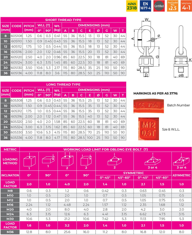 Swivel Lifting Point (Oblong) Eye Bolt Long Series