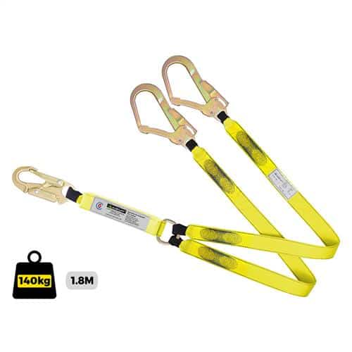 Lanyard Double Webbing 1.8M with Double Action Snap and Scaffold Hooks - Conveying & Hoisting Solutions