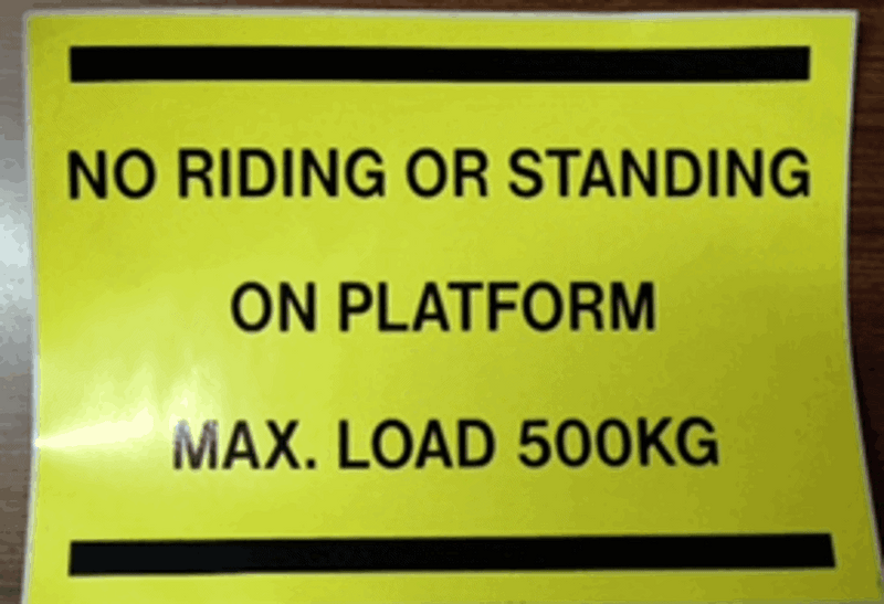 No Riding On Forks Sticker No Riding on Platform Safety Sticker - 500kg | Conveying & Hoisting ...